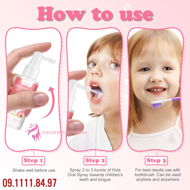 Aliver Kids Oral Spray hương đào dùng như thế nào