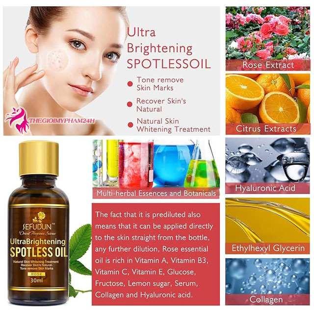 Thành phần có trong Serum Hoa Hồng Sefudun Ultra Brightening Spotless Oil