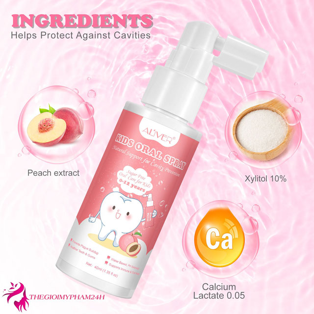 Thành phần có trong Aliver Kids Oral Spray hương đào