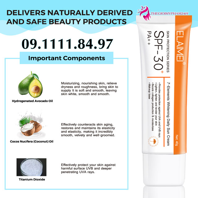 Thành phần có trong kem chống nắng dưỡng da Elaimei Sunscreen Whitening
