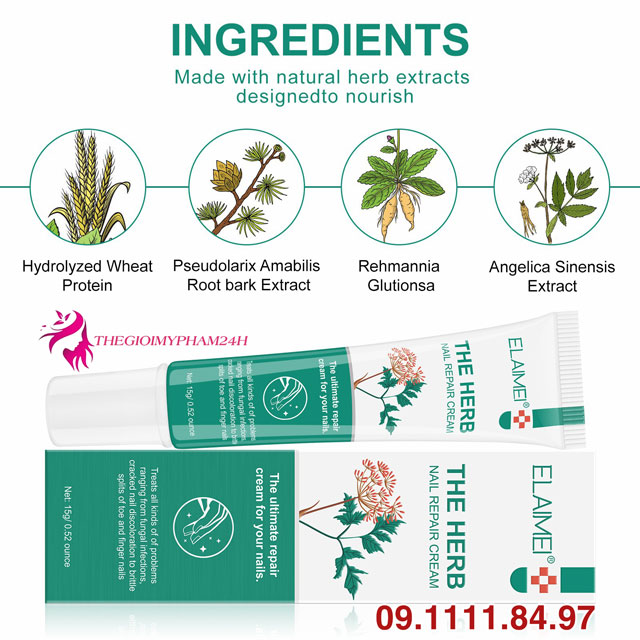 Thành phần Elaimei The Herb Nail Repair Cream