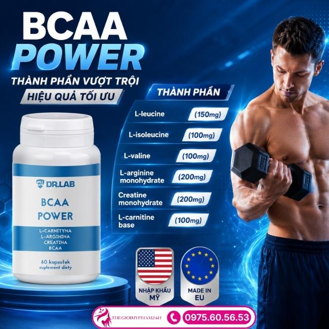 Thành phần chuỗi axit amin nhánh tinh khiết trong BCAA Power 60 viên