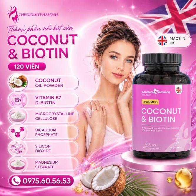 Thành phần nổi bật của Coconut & Biotin 120 viên
