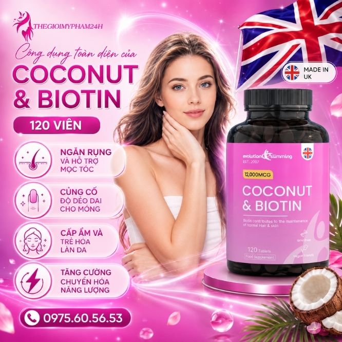 Công dụng toàn diện của Coconut & Biotin 120 viên