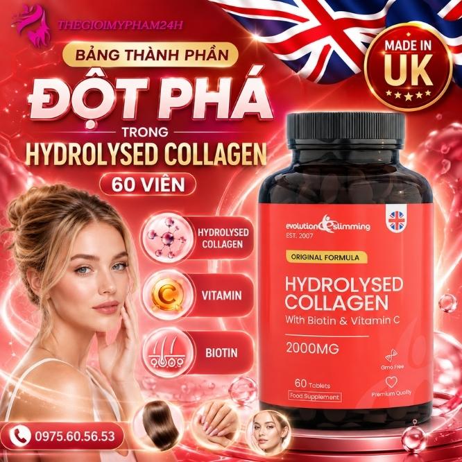 Bảng thành phần đột phá trong Hydrolysed Collagen 60 Viên