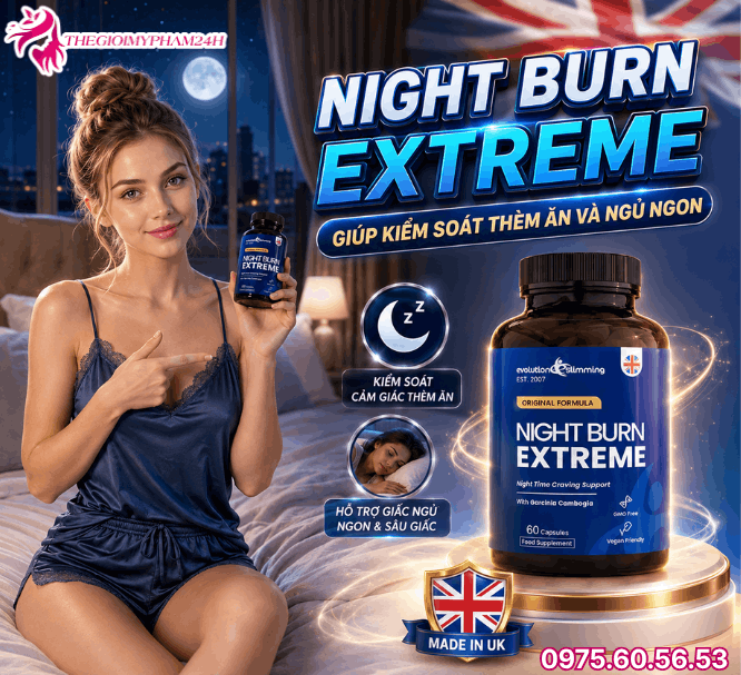Viên uống ban đêm Night Burn Extreme giúp giảm cơn thèm ăn và ngủ ngon