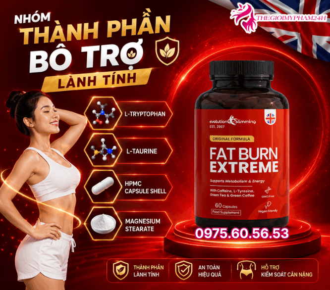 Thành phần thảo mộc tự nhiên trong viên tiêu mỡ Fat Burn Extreme 60 Viên